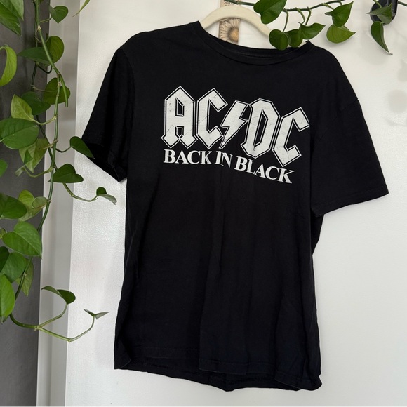 AC/DC Black Cotton Tee with White Logo 100% Cotton - Picture 2 of 5